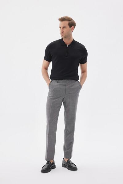 odelon Чоловічий чорний поло з коміром-стійкою з трикотажу - з прямою застібкою-блискавкою