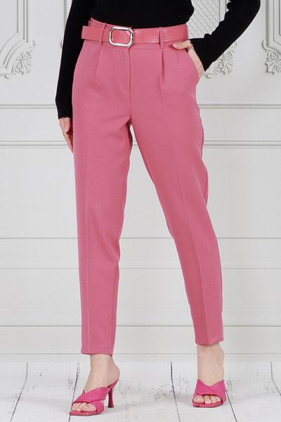 Sevitli Pink Pencil Pants - Belted Waist