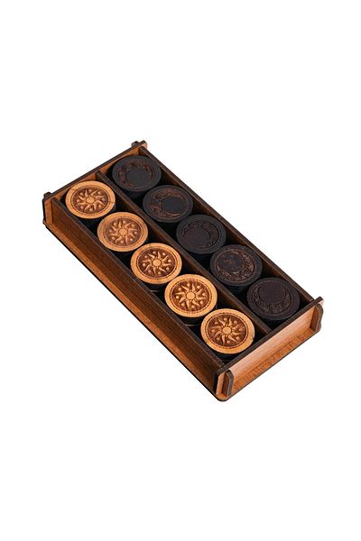 Anadolia Number 2 Moon and Sun Patterned Wooden Backgammon Scale and 2 Piece Dice Set