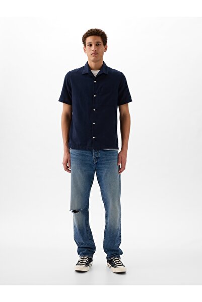 GAP Erkek Lacivert Keten Karışımlı Gömlek