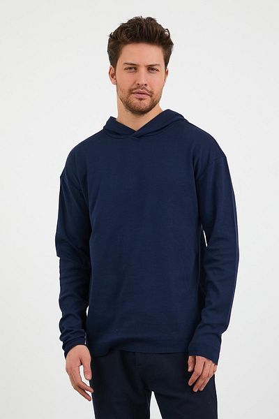 odelon Ανδρικό φούτερ με κουκούλα Navy Blue Comfort Fit