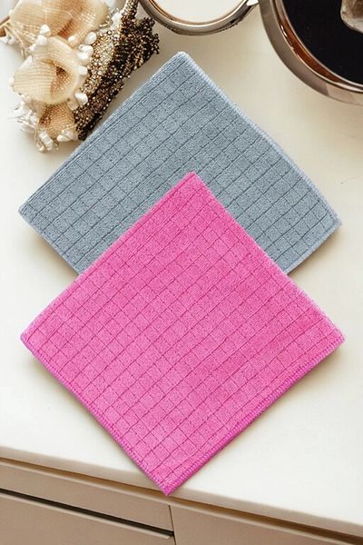 Ellesill 30 Packs Wholesale Glitter Scrubbing Cleaning Cloth Pink and Gray Color 2 Packs - 40X40 cm
