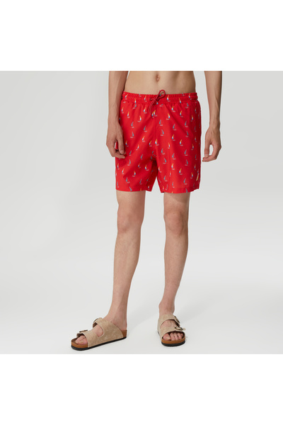 Nautica Erkek Kırmızı Baskılı Deniz Şortu