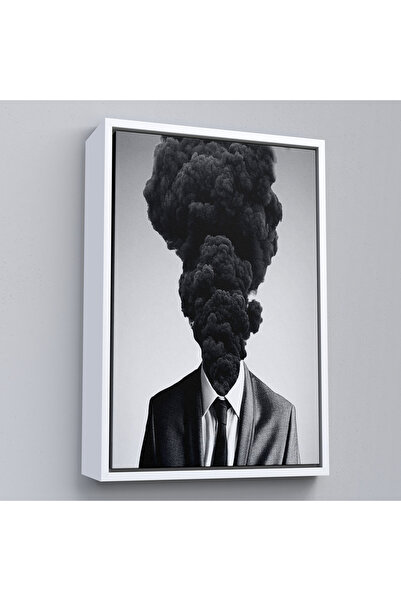 Oxyteez Pictură de oameni cu fum negru din cap cu cadru din lemn-7926
