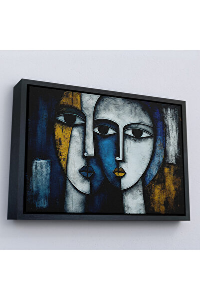 Oxyteez Tablou cu fețe abstracte cu rame din lemn-7220