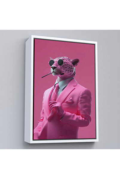 Limitless Tablo-7859 de leopard roz fumat cu rama din lemn