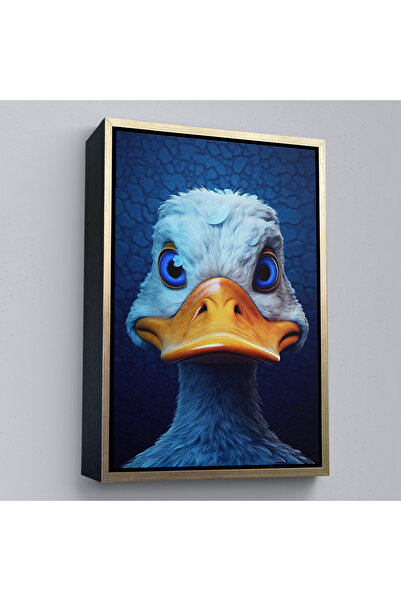 Oxyteez Pictură drăguță de rață cu ochi albaștri cu cadru din lemn-7931