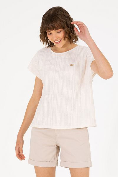 U.S. Polo Assn. Tricou de damă de culoare crem - decolteu, model 50263675 -VR071