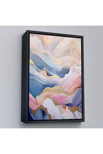 Oxyteez Masa cu model de marmura roz cu rama din lemn-7584