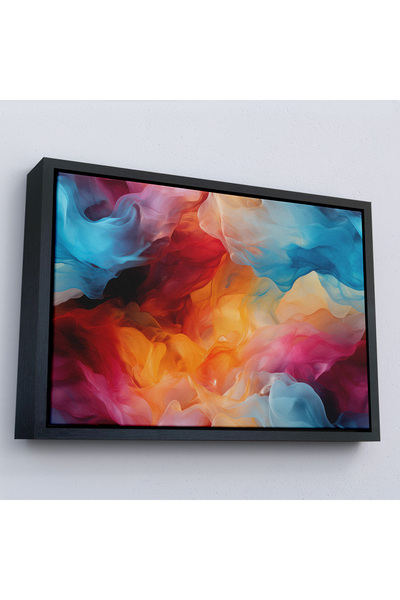 Oxyteez Tablou abstract cu aspect acuarelă colorat cu cadru din lemn-7277