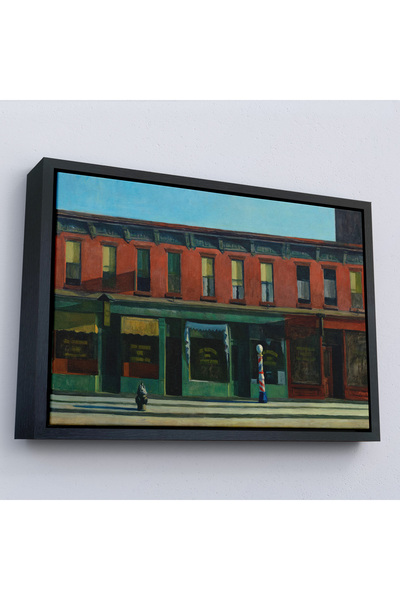 Oxyteez Edward Hopper cu cadru din lemn - Tablou de dimineata dimineata de du...