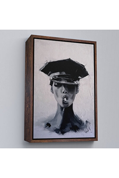 Limitless Smoking Abstract Woman Painting with Wooden Frame-7723
