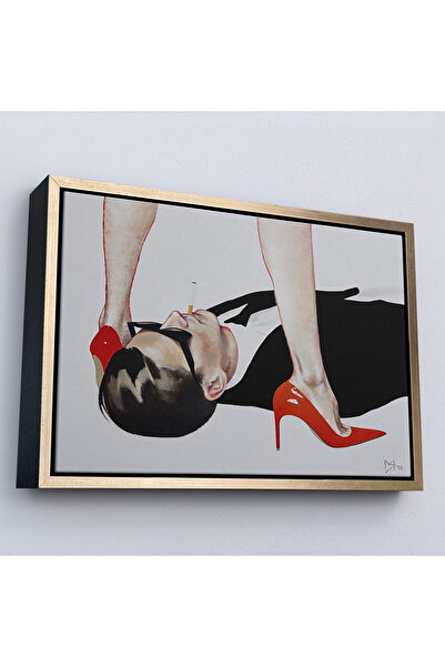 Limitless Painting of a Man under a Woman with Long Legs in a Wooden Frame-7199