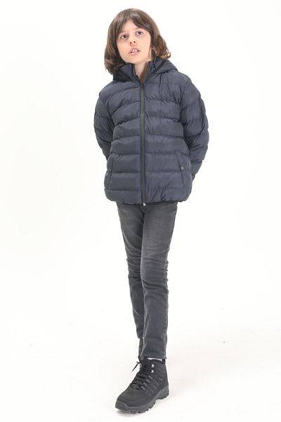 Cansın Mini Boy's Straight Stitched Navy Blue Puffer Coat 15641