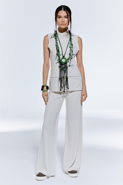 aşkın göksu Beige Side Stitched Knitted Women's Trousers