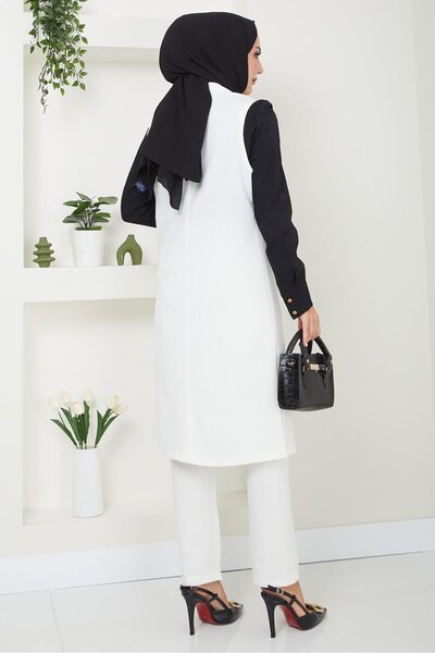 hafsamina Λευκό Σετ 2 τεμαχίων - Γιλέκο & Shoulder HM2497