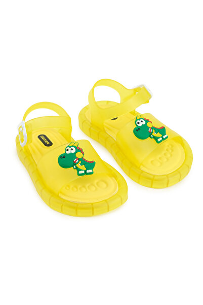 GEZER Yazlık Erkek Çocuk Suni Deri Işıklı Rahat Taban Ayarlanabilir Dino Sandalet