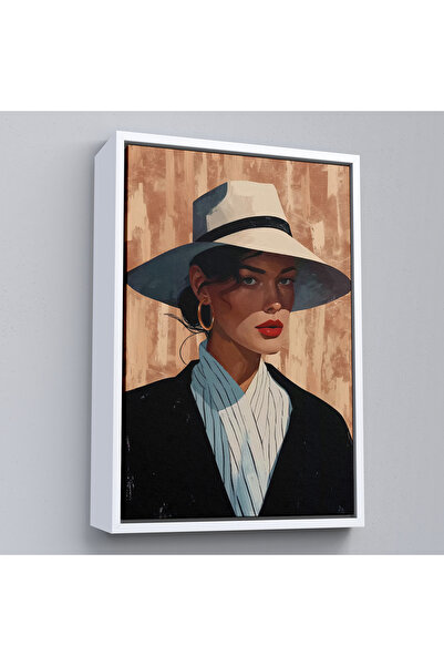 N NOXXO Femeie frumoasă cu cadru din lemn, cu aspect ascuțit, tablou-7593
