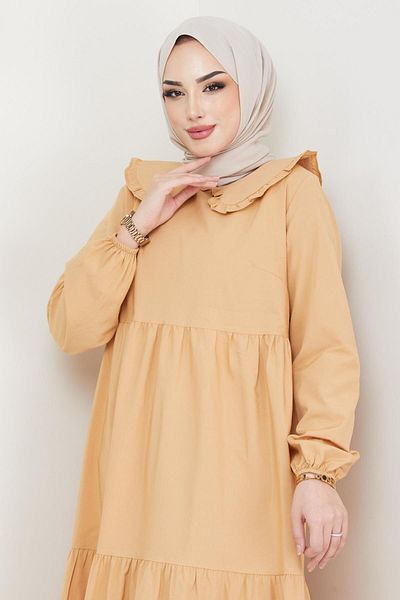 hafsamina Βρεφικό γιακά Hijab Φόρεμα Camel