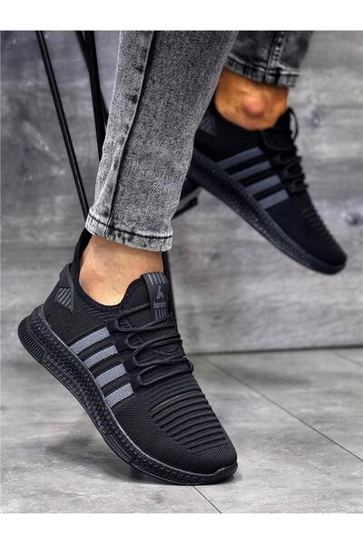 homiro Чоловічі трикотажні спортивні кросівки - на шнурівці, чорні, вугільно-сірі