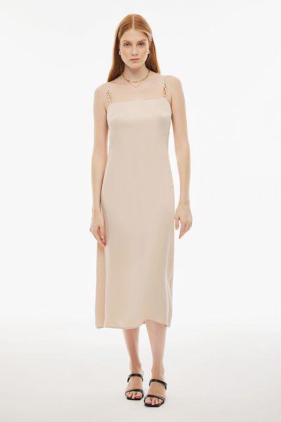 Perspective Rochie cu bretele Clarys Beige Color Regular Fit