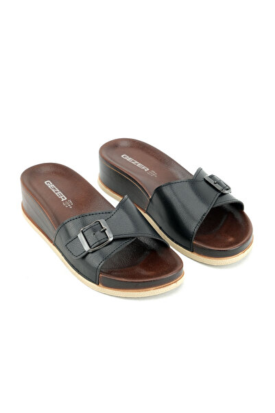 GEZER Yazlık Kadın Tek Toka Ayarlanabilir Suni Deri Terlik