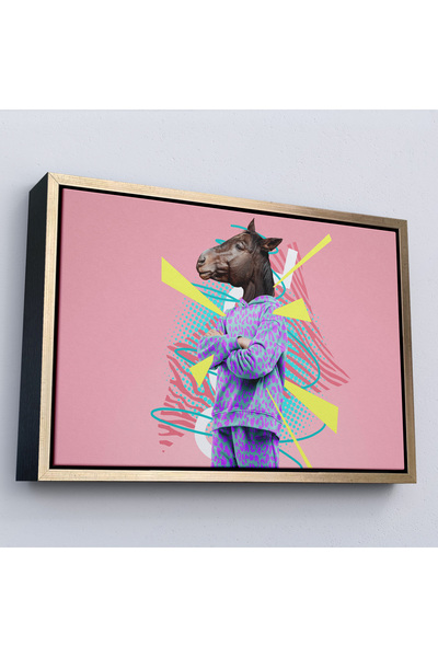 Home Tablou uman cu cap de cal cu ​​cadru din lemn-7256