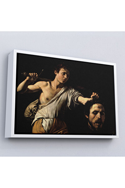 Oxyteez Caravaggio cu cadru din lemn - David cu capul lui Goliat, pictură Dav...