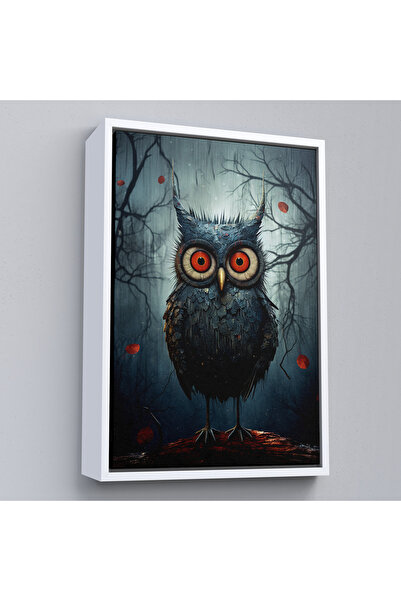 Oxyteez Tablou drăguț cu bufniță cu cadru din lemn-7984