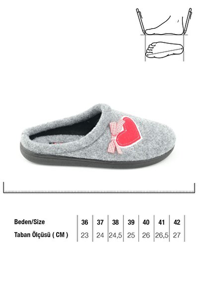 GEZER Χειμερινές γυναικείες άνετες σόλες κήπου για το σπίτι με κεντημένες τσόχες με σχέδιο καρδιάς