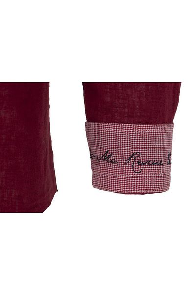 Arma Men's Burgundy Regular Fit Basic Linen Shirt Y9Gkd1092