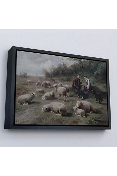 TAKI DERYASI Cornelis Van Leemputten Pictură cu Schiop și Turma în Cadru de Lemn