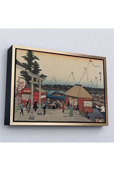 Home Wooden Framed Hiroshige Painting of Tenjin Temple in Yushima-7028