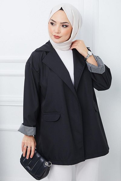 hafsamina Oversize Bondit Jacket Μαύρο HM2333