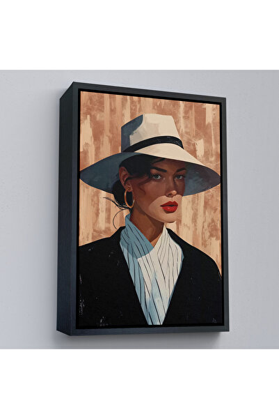 N NOXXO Femeie frumoasă cu cadru din lemn, cu aspect ascuțit, tablou-7593