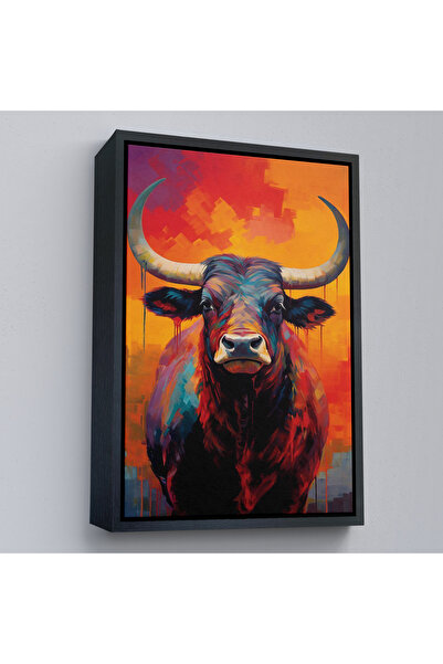 Oxyteez Tablou drăguț de taur cu cadru din lemn-7943