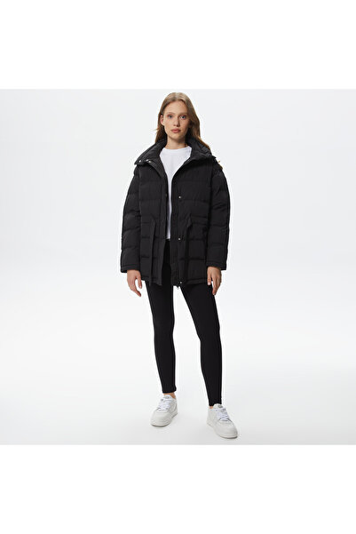 Lacoste Women's Stand Collar Quilted Gray Coat