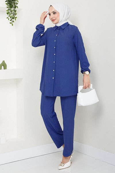 hafsamina Ζαρωμένο πουκάμισο Navy Blue HM2394