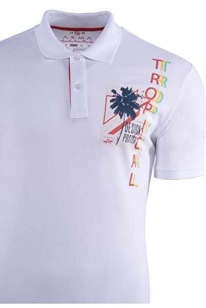 Arma Чоловіча біла футболка з коміром-поло Y21374274701