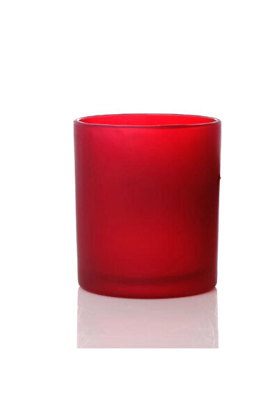 MumvemuM Kırmızı Buzlu Düz Cam Bardak  Mumluk 405