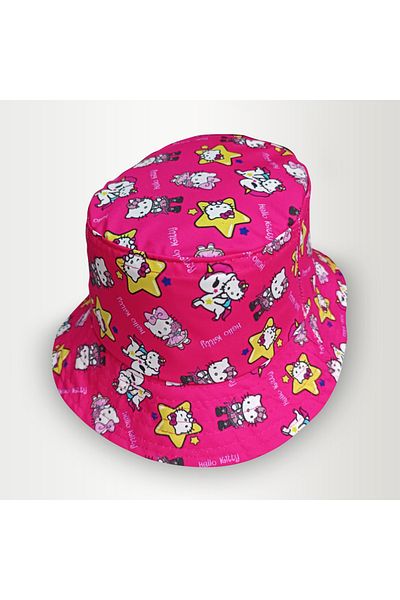 Köstebek Pink Hello Kitty Unicorn Star Collage Bucket Hat