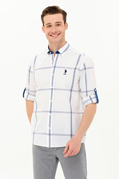U.S. Polo Assn. قميص أبيض بأكمام طويلة للرجال 50263705-VR013