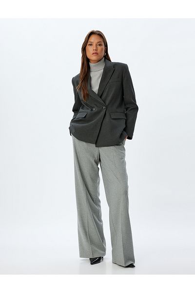 Koton High Waist Wide Leg Pocket Pleat Detailed Trousers
