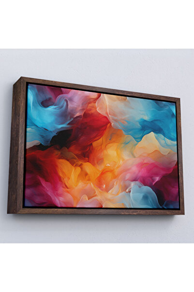 N NOXXO Tablou abstract cu aspect acuarelă colorat cu cadru din lemn-7277