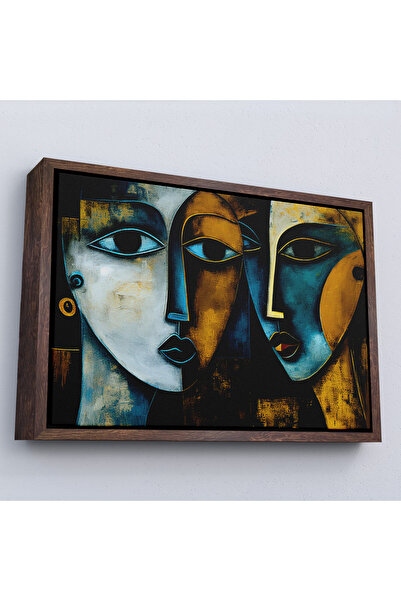 Oxyteez Tablou cu fețe abstracte cu rame din lemn-7221