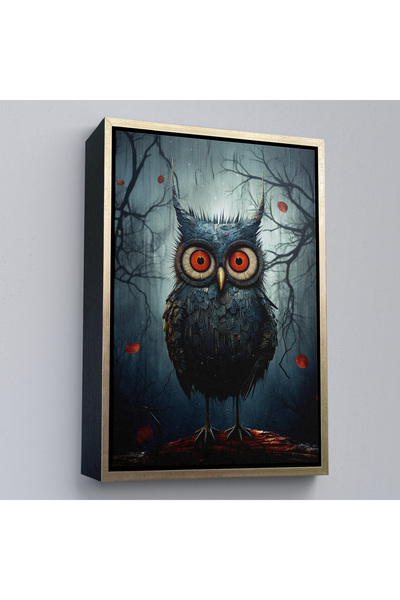 Oxyteez Tablou drăguț cu bufniță cu cadru din lemn-7984