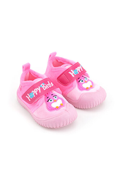 GEZER Kışlık Cırtlı Ayarlanabilir Rahat Taban Happy Birds Bebe Kız Panduf Ayakkabı