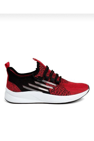 homiro Red Black Knitwear Women's Sports Shoes - Lace-up