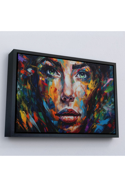 Oxyteez Tablou de femeie colorat abstract cu rama din lemn-7208