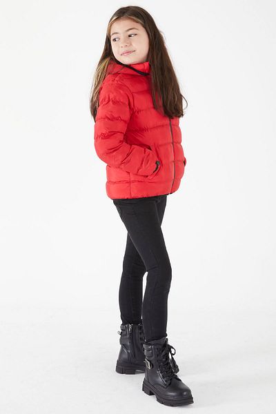 Cansın Mini Girl's Straight Stitched Red Puffer Coat 16521